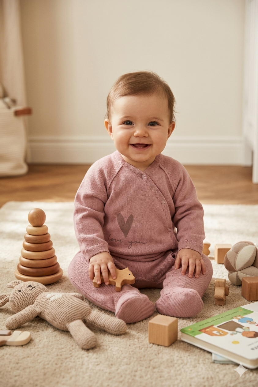 Sleepsuit Outseam - Pink "Love you"